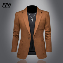 European Station Leisure suit Mens jacket Han version Body Trends Handsome in autumn and winter thickened fur Mini West Suit Blouse