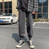 Velcro bunch feet jeans men tide ins Joker Korean version loose autumn boys Tide brand overalls Harlan trousers