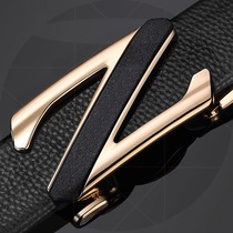 Belt mens automatic buckle business cowhide belt soft leather young people Tide brand young mens lap belt
