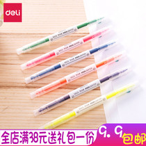 Deli creative double-headed highlighter Student color pen Key marker pen Candy color graffiti painting marker pen