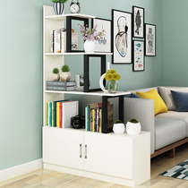 Simple steel and wood bookshelf shelf Living room partition cabinet Modern simple decorative cabinet Multi-functional entrance cabinet Economical