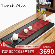TOUCH MISS natural Wujin Stone tea tray light luxury electric wood combination drainage Chinese tea table stone tray household
