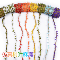 Hemp Rope Handmade Diy Colored Hemp Rope Children Emulated Green Green Leafy Leaves Decorative Rattan woven material