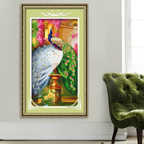 Cross stitch 2018 new thread embroidery living room bedroom auspicious Peacock splendid and singing modern Chinese style embroidery