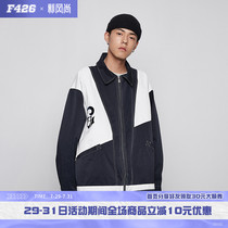 (F426 official store)Tide brand spring lovers street hip-hop loose embroidery Navy blue and white stitching jacket jacket