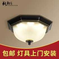 Simple American country wrought iron octagonal LED ceiling lamps porch balcony kitchen aisle bedroom lamps factory