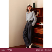 Deer and Birds Cream Gray Commuter Straight Casual Suit Pants (Industrial Age) 4526