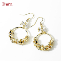 Dela 925 silver hook advanced sense geometric earrings female Korean version of simple 2021 New Tide atmospheric temperament earrings