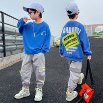 Childrens clothing boys autumn suit 2021 new middle and big children Korean version of foreign style two-piece childrens spring and autumn boys tide