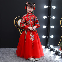 Next win girls Hanfu Chinese style dress thickened childrens winter Tang suit female baby New Years dress