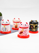 Cute lucky cat toothpick tube living room cute fashion personality European plastic toothpick box Creative toothpick can ornaments