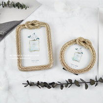 New ins Nordic Golden hemp rope photo frame light luxury model room decoration ornaments 4 inch 6 inch frame decoration