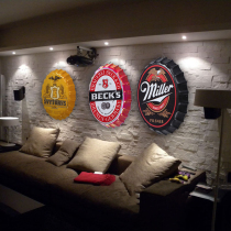 Retro wrought iron beer bottle cap ornaments Wall Wall decoration industrial creative bar pendant barbecue restaurant