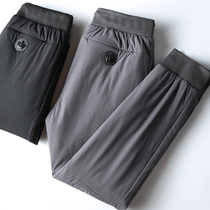 Winter warm mens pants light and warm down cotton pants mens solid color thick fashion slim feet casual cotton pants