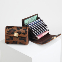 Leather horse hair niche card bag wallet integrated bag female ultra-thin simple small business card holder large capacity bank card holder