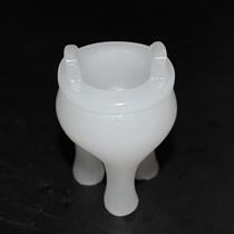RMBone kayak natural white jade tripods tripod jade incense stove goat fat jade small and fragrant stove handlebar piece small swinging piece