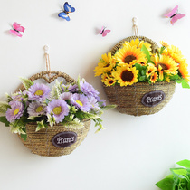 Hanging basket flower pot decorative hanging wall flower basket wall hanging flower basket woven basket Wall rattan flower pot flower arrangement flower basket