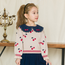 Girls sweater pullover large childrens autumn 2020 new foreign style cherry childrens base shirt female baby top