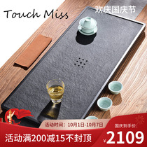 TOUCH MISS home Wujin Stone tea tray drainage large tea table office guest black gold stone Tea Sea