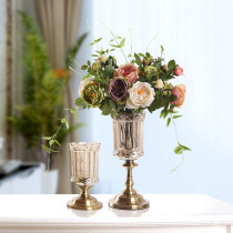 European glass vase creative flower arrangement decoration living room TV cabinet home dining table decoration model room soft decoration