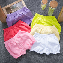 Female Baby Shorts Bread Pants Baby Safety Pants Pure Cotton Pure Color Four-corner Pants 0-1-2-3 Year Old Korean Version Open Gear