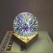 New strange colorful 3D night light LED bedroom bedside USB atmosphere light wooden starry sky projection glass fireworks light