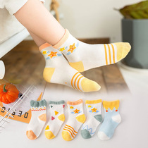 Girls childrens socks ultra-thin boys and girls 3-6-9-11 years old cotton summer short cotton socks Mesh mid-tube socks