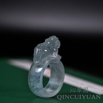 Women's real natural jadeite A goods Gao Bing Mu Na lion ring men's and women's ring pull China GTC