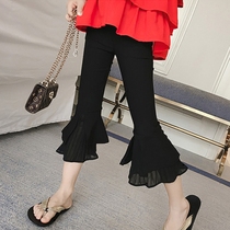 Girls pants spring and summer 2021 New Korean fashion flared pants thin Capri pants Tong casual pants Joker