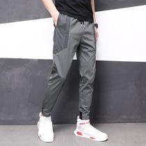 Casual pants men 2021 New Spring Ice Silk nine-minute quick dry breathable sports slim trend Joker long pants men