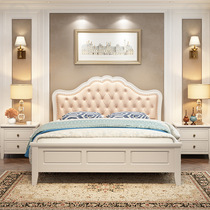 Small beauty master bedroom wedding bed solid wood bed 1 8 m European double bed modern simple white soft by 1 5m bedroom