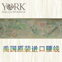 American imported paper French wallpaper waistline restaurant bar personality Wall wallpaper waistline special clearance