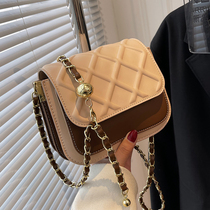 French ConeKoer genuine leather bursting bag for women 2022 new fashion rhombus chain inclined satchel small square bag