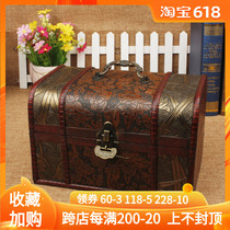 With Lock Retro Wood Box Eurostyle Containing Box Shooting Props Creative Small Box Tabletop Storage Imitation Antique Containing Box