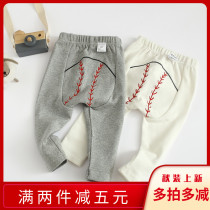  Boys and girls wear large PP pants outside babies wear leggings outside infants and young cotton spring and autumn Western style harem pants 1-3 years old 2