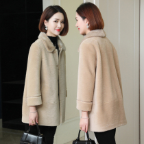 Zqqz sheared wool coat women's long mink fur collar fur one new wool fur coat D304