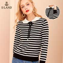 ELAND clothes love early spring temperament ins doll collar color striped long sleeve sweater women inside