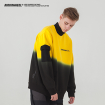 RNWL gradient round neck sweater mens trend 2020 new sweater lazy oversize sweater women plus velvet yellow