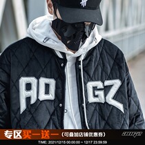 AOGZ National Tide brand baseball uniform mens autumn and winter thickened cotton-padded jacket ins Diamond cotton jacket couples coat