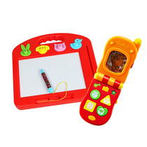 auby Infant Qi Zhi fun music mobile phone Early education puzzle children drawing board Magnetic writing board