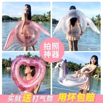 Net red ins swimming ring adult thickening male and female net red inflatable riding ring lifebuoy adult child child armpit