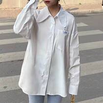Flower heart girl womens top 2021 spring new smiley face shirt western style age reduction generous comfortable and breathable