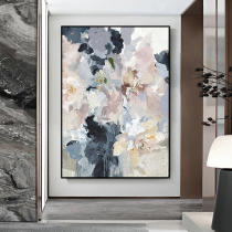 Hand-painted Oil Painting Pink Flower Nordic Modern Minimalist Abstract Floral Oil Painting Genguan Corridor Hang Painting Plant