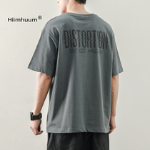 Summer Day Ensemble Retro Embroidery Print Tide Male Korean Version 100 Hitch Loose Short Sleeve T-shirt Teen Round Collar Bottom Jersey