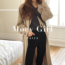 sandro asw long trench coat women 2021 Autumn New Korean version of temperament classic simple double-breasted coat coat