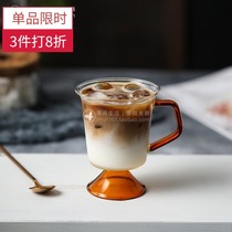 Retro Amber stitching Premium Glass fashion water Cup breakfast cup coffee cup coffee cup Milk Cup cafe Cup