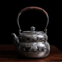 Chengyi silverware Sterling silver kettle Old gourd girder pot Girder pot 999 handmade boiled water Sterling silver teapot C