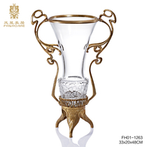 Phoenix Beauty Residence Retro Luxurious European-style Handmade Crystal Glass Accessories Bronze Vintage Fashion Vases Inserts Vase Flower