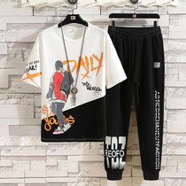 13 Youth summer suit boys 12-15 years old junior high school students 14 short sleeve T-shirt men 16 big childrens summer clothes tide