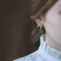 Silver Bench s925 silver needle asymmetrical butterfly knot earrings 2021 New wave micro-inlaid zircon stud earrings